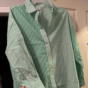 Cabi Green Striped Button Down Shirt